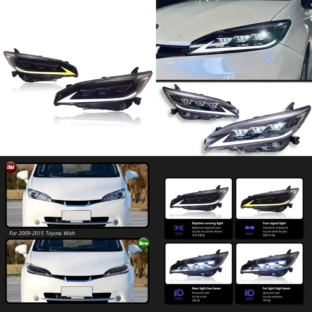 

LED Car Headlights for Wish 2009–2015 Daytime Running Lights and Dynamic Turn Signals Car Accessories