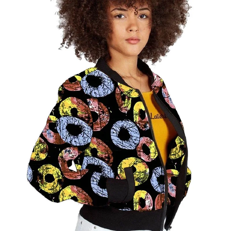 Elegant Women Ankara Outfit Colorful Bomber Jackets New Arrivals African Style Female Baseball Coat