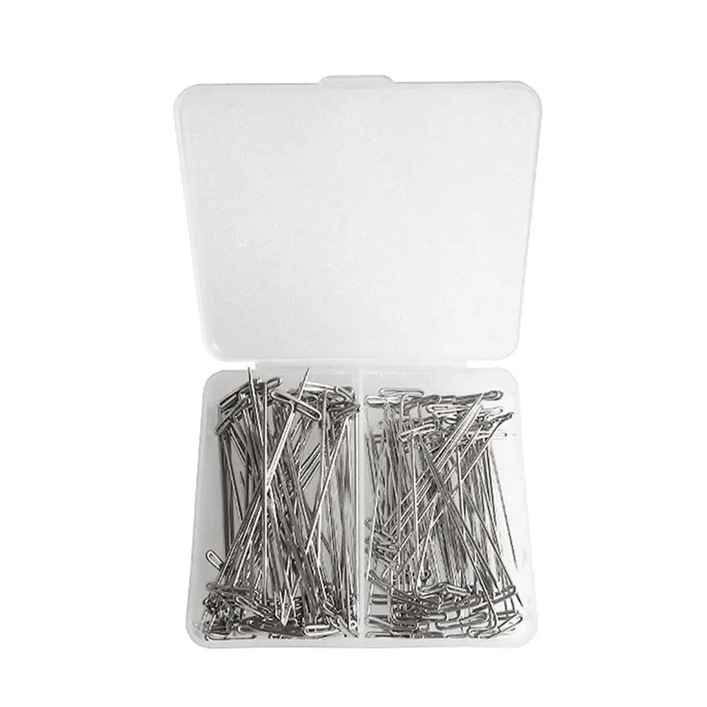 110 Pieces Mixed Sizes Metal Wig T-Pins With Plastic Box 51mm