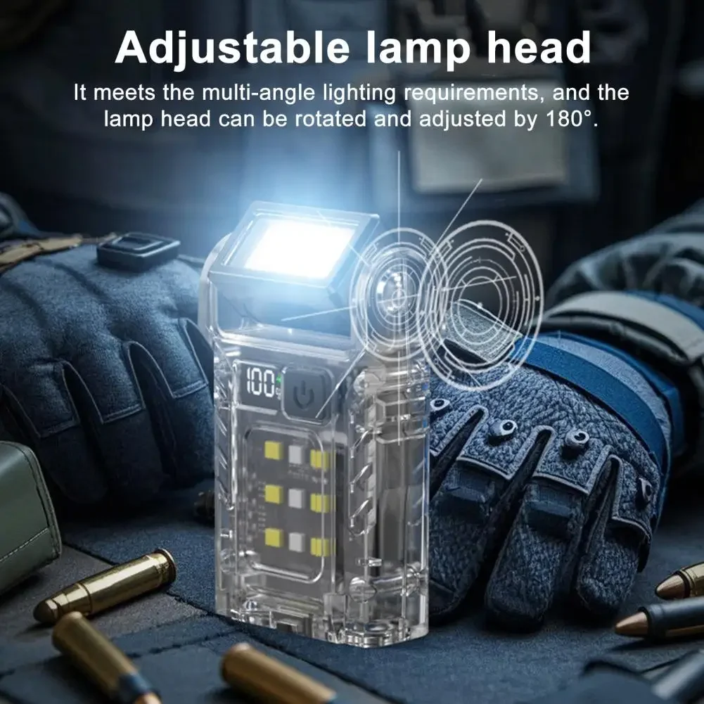 جيب COB مصباح ليد جيب متعدد الوظائف في الهواء الطلق الشعلة USB-C قابلة للشحن التخييم ضوء العمل فانوس قوي مصباح الطوارئ