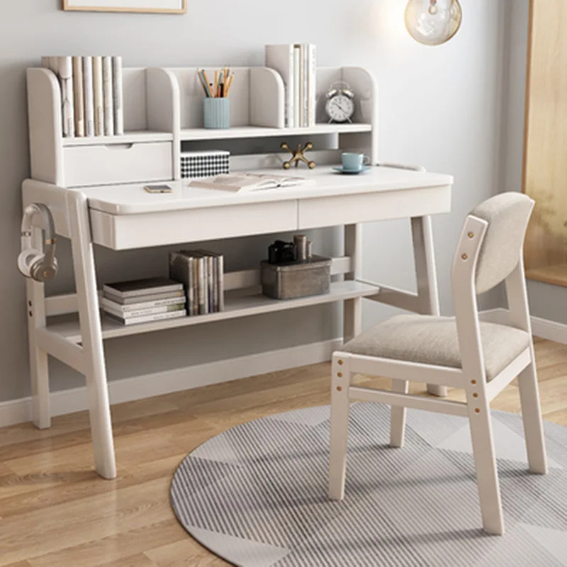 

Solid Wood Children's Study Desk and Chair Modern Design School Furniture Adjustable Height for Home Use Bedroom