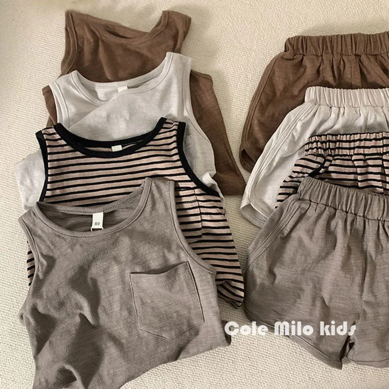 

Summer Baby Clothes Sets 2 Pcs Kids Vest Shortst Boys Girls T-shirt Summer Thin Breathable Toddler Baby Clothes Sets Korea Style