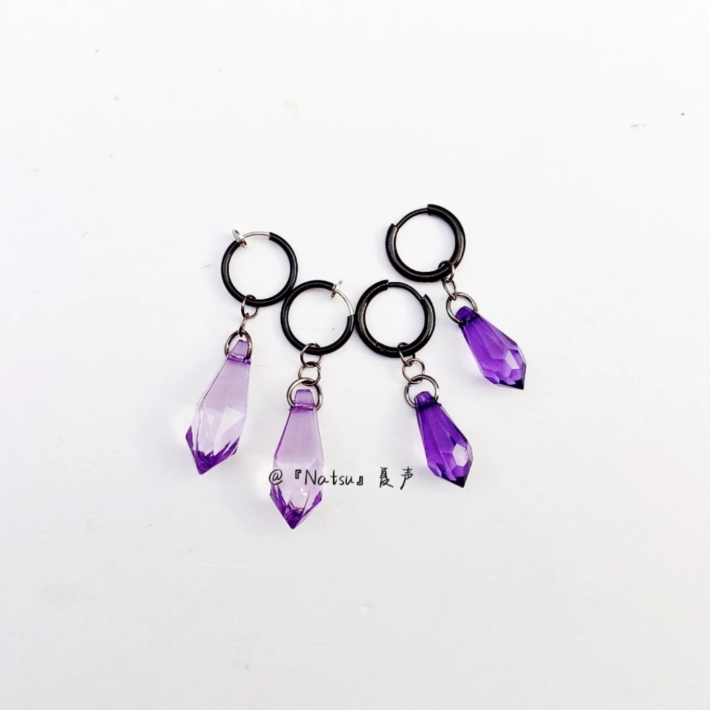 Anime Ensemble Stars Sakuma Rei Amethyst Metal Earrings Cosplay Take Photo Props Accessories Cosplay Ear Clips Acrylic