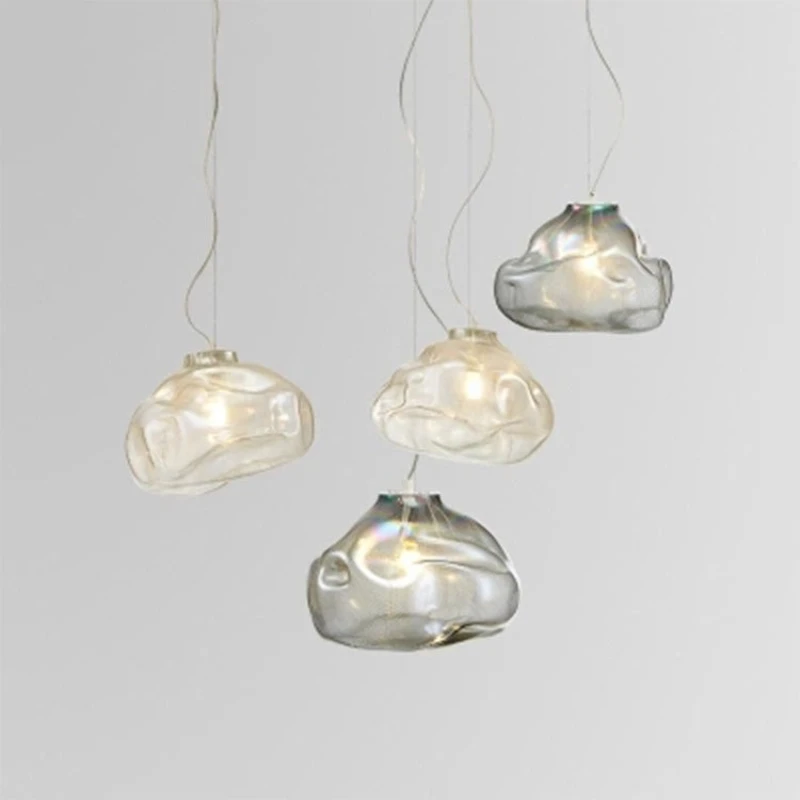 Hand-blown glass embossed art restaurant, living room, bar counter decorative glass chandelier
