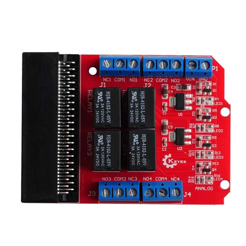 Microbit 4 Channel Relay Module Shield 5V High Trigger Programming Educational Kids Teaching Microbit Expansion Board-A69M