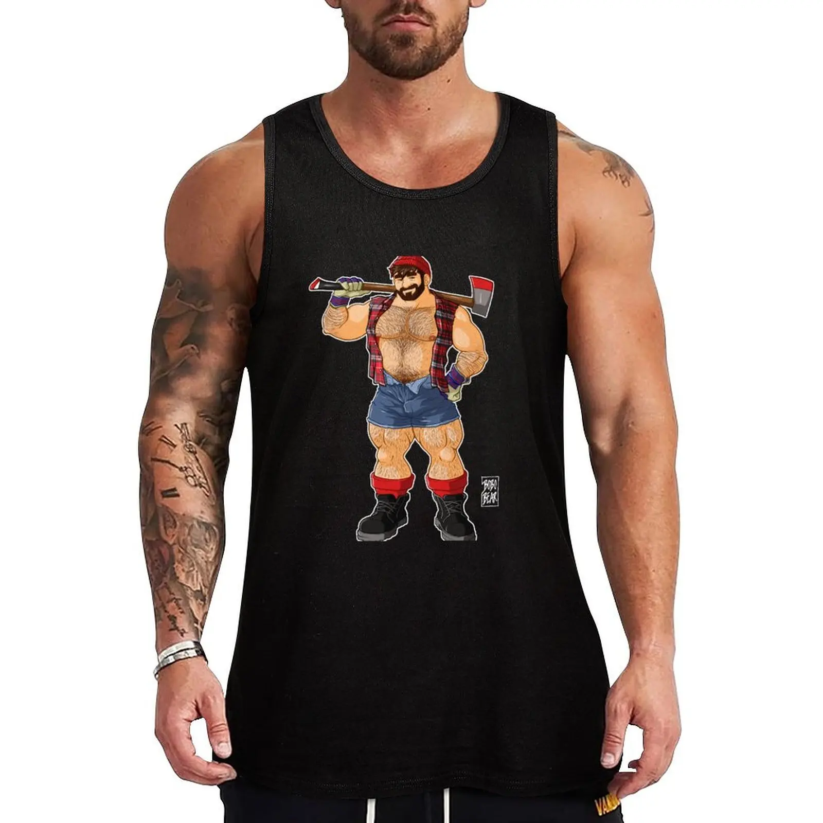 

ADAM LIKES LUMBERJACKS Tank Top bodybuilding man muscle t-shirt