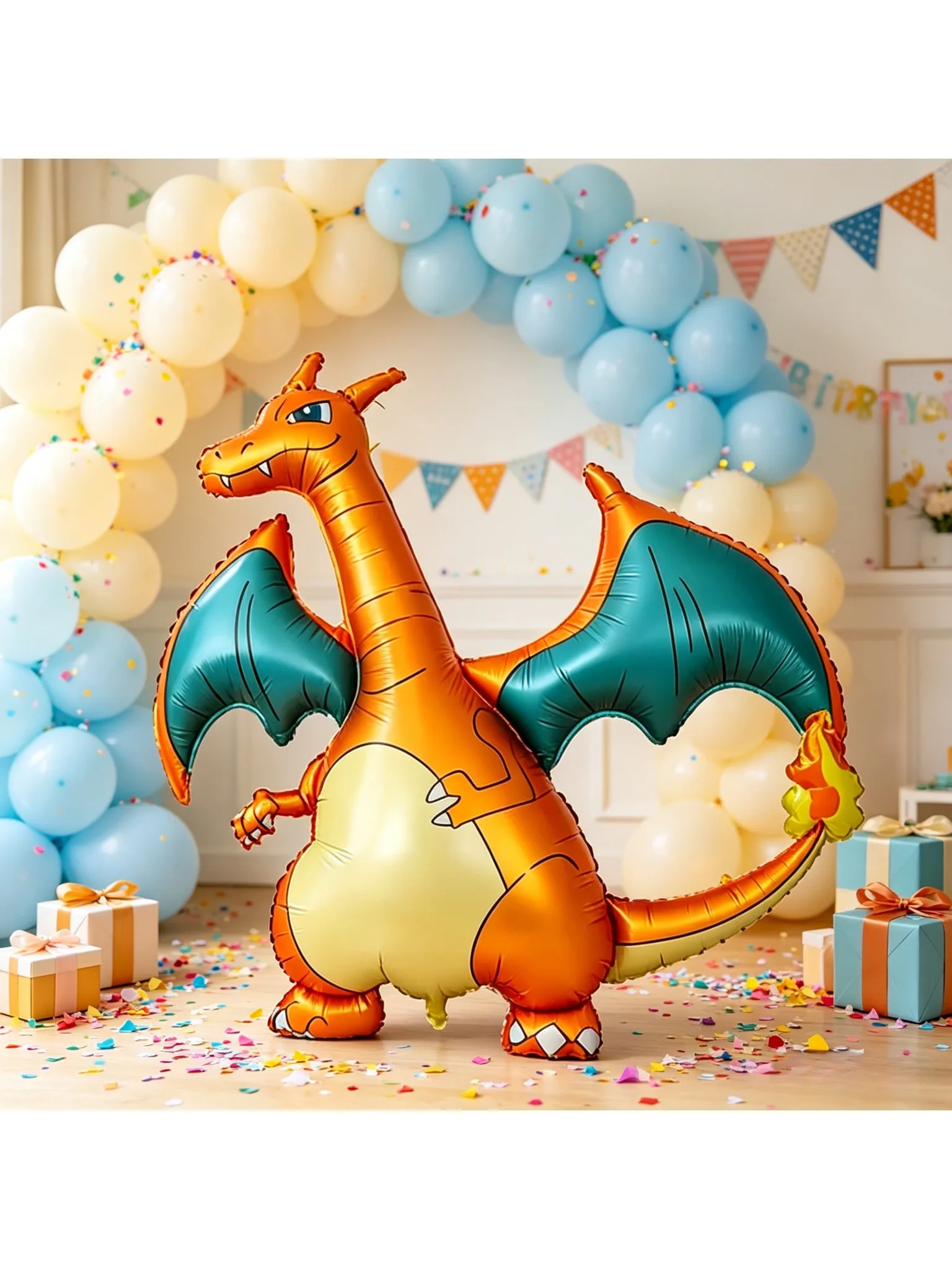 Großes Pikachu Dinosaurier Glurak Ballon-Set Happy Birthday Folienballons Party Deko Glurak Ballons Partyzubehör