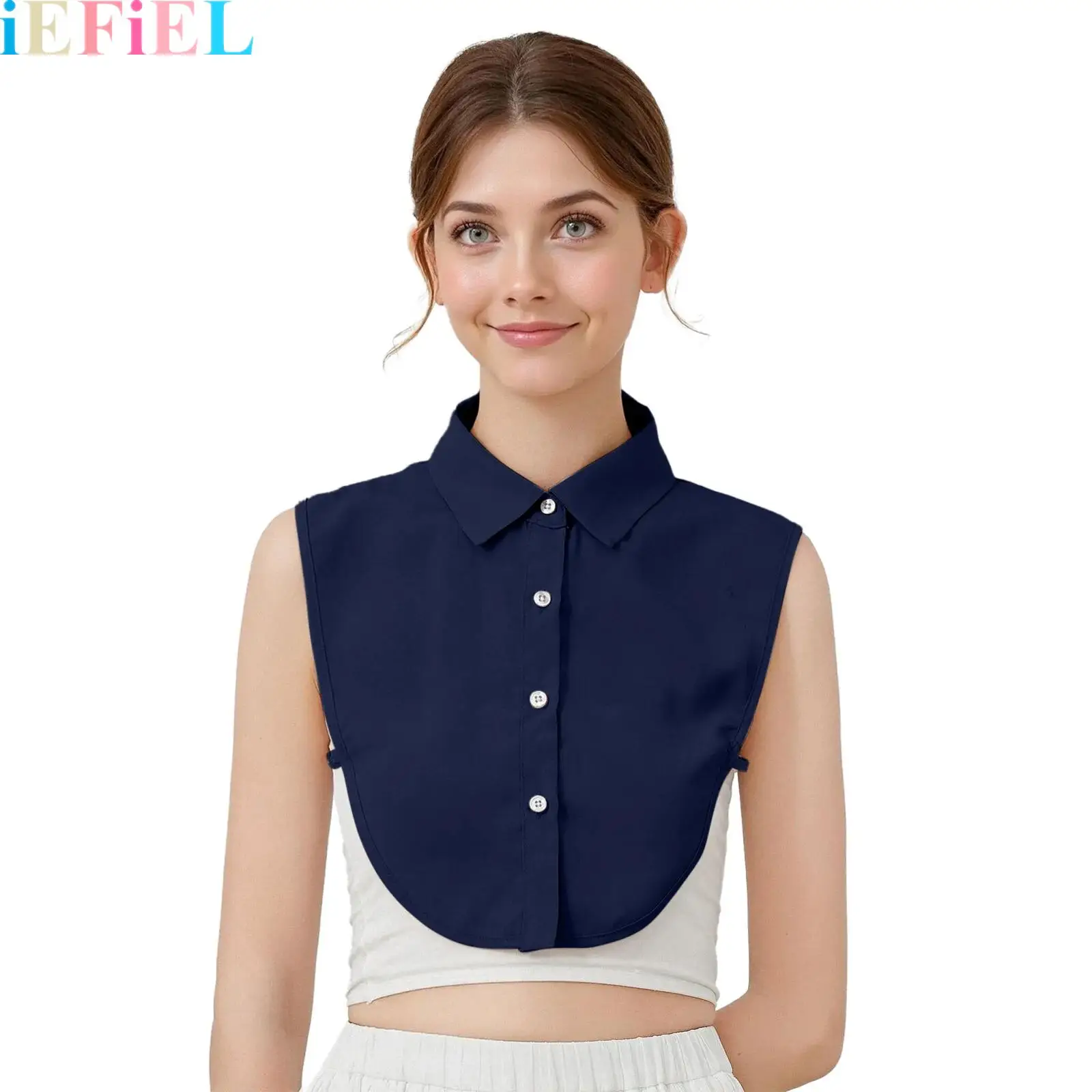 

Detachable Collar Blouse Turn Down Collar Buttons Closure Faux False Collar Fake Half Shirts for Women Men