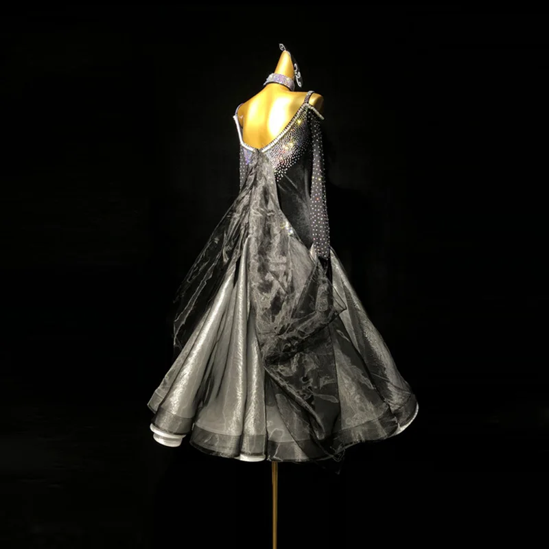 Dançarinos latinos, adultos, crianças, saia longa de malha de veludo personalizada de alta qualidade, saia grande, vestido de pedra Samba AB