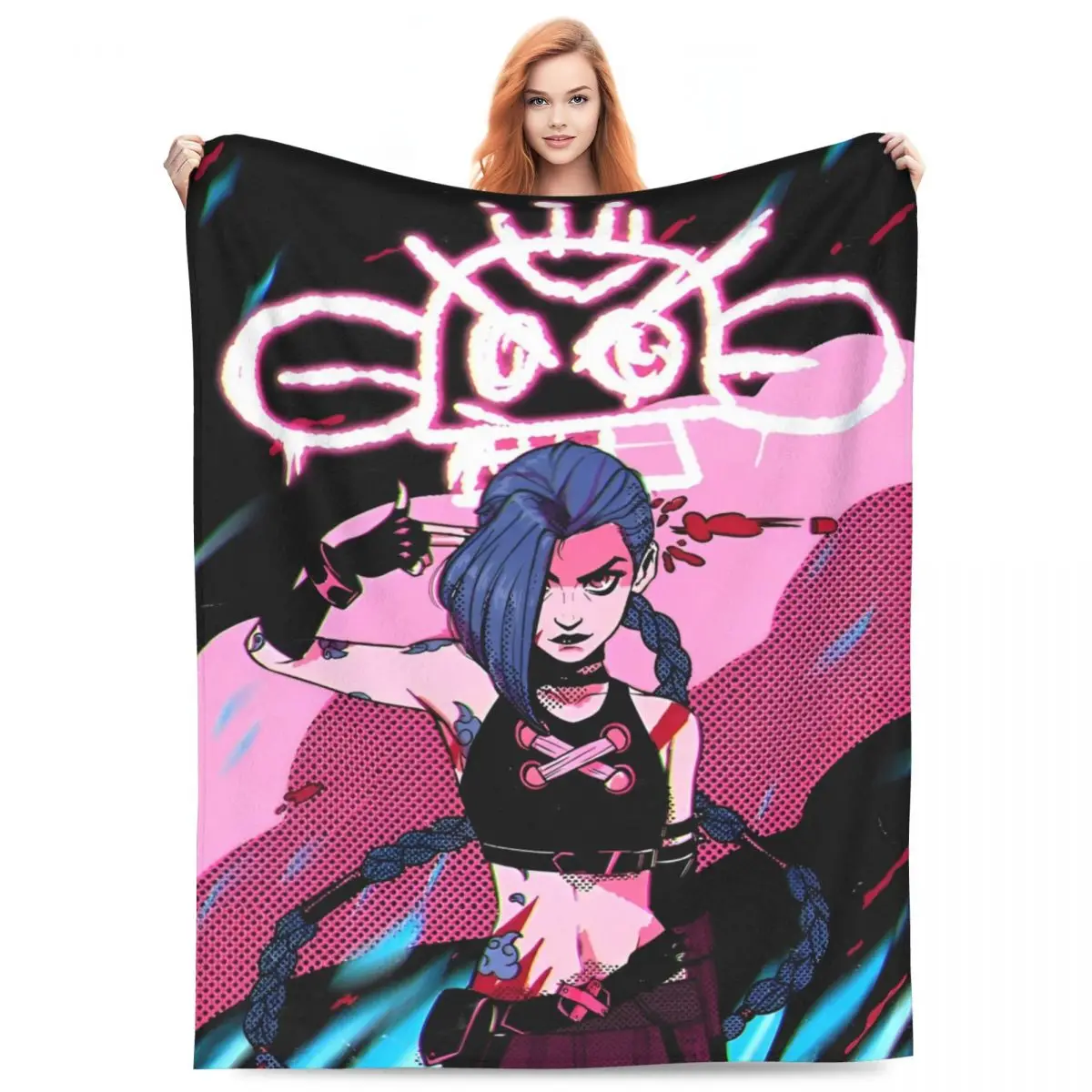 Arcane Jinx BaoBao Blanket Cover Velvet Action Adventure Animated Super Soft Throw Blanket for Bed Bedroom Quilt