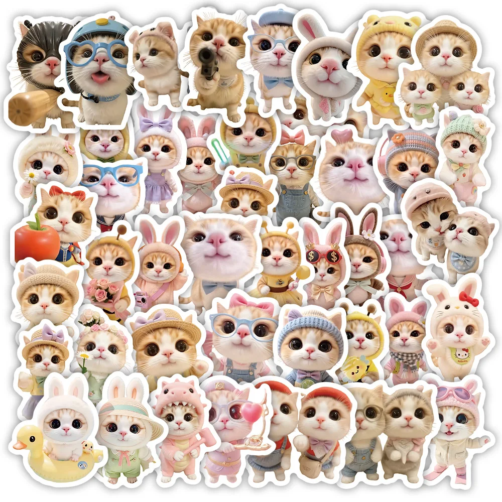 10/70/100 Stück Niedliche Liebeskatzen PVC-Aufkleber Ästhetische Koreanische Dekoration Scrapbooking Spielzeug Schreibwaren Gitarre Handy Kinder Aufkleber Geschenk