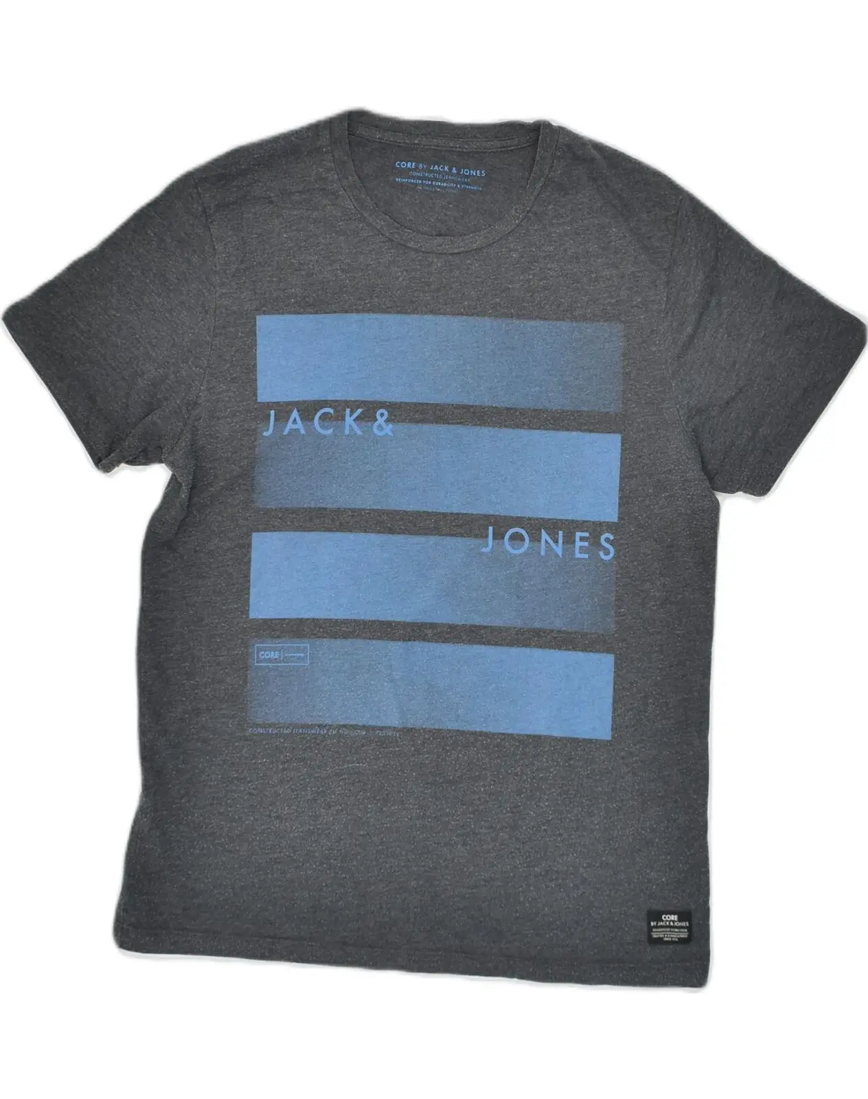 

Мужская футболка с графическим принтом JACK & JONES, серая хлопковая Футболка большого размера, AE95