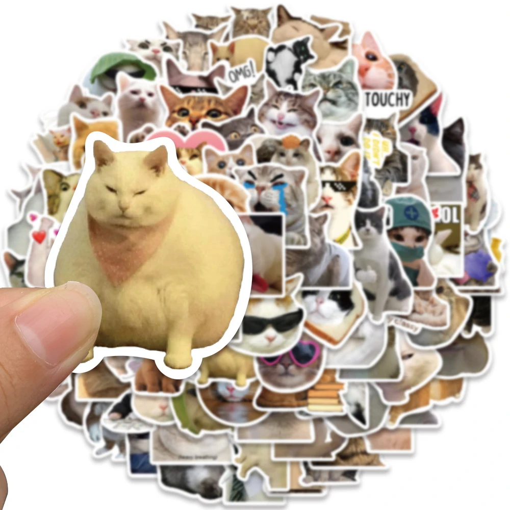 50/100pcs Funny Cute Cat Kitten MEME Animals Stickers Kawaii Decals Scrapbooking Notebook Luggage Laptop Skateboard Sticker Toy