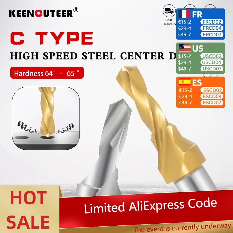 

C-Centre Drill Bit HSS High Speed Steel Chamfered Threaded Coated Titanium Positioning Drills For steels Aluminium M3 M4 M5-M16