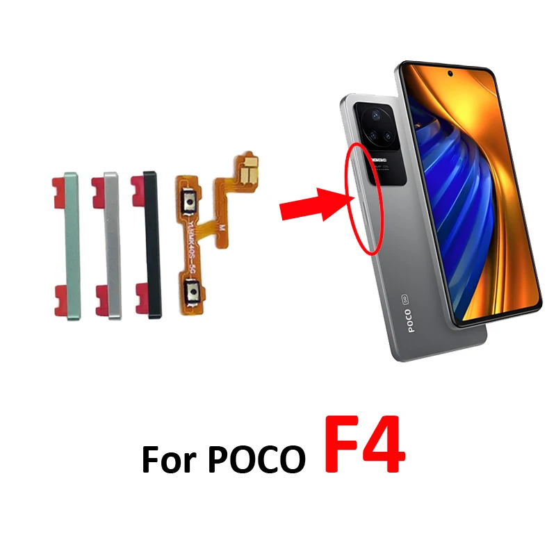 

Для Xiaomi Poco Pocophone F4, новая кнопка регулировки громкости вверх и вниз, клавиша управления, внутренний гибкий кабель, запасная часть для POCO F4