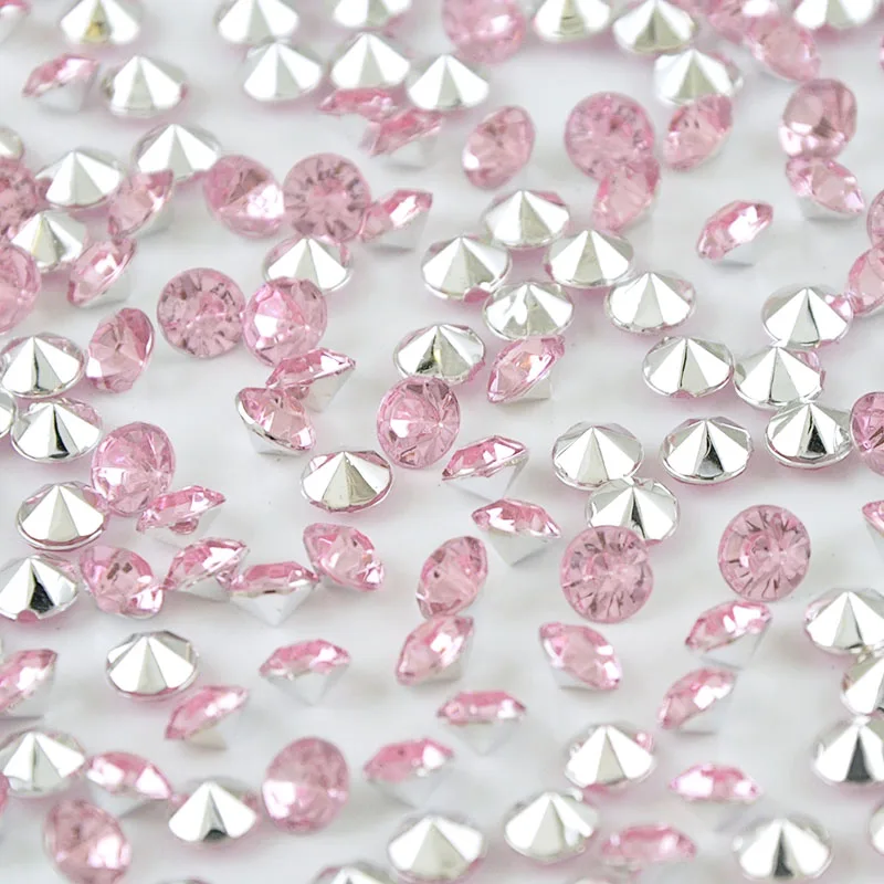 Diamond Confetti Pink&Silver 1000pcs/bag 4.5mm 1/3Carat Crystal Wedding Table Scatter Decoration bridal shower wedding Party