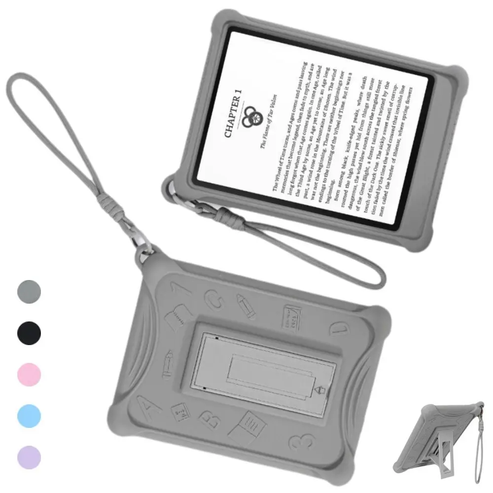 Silicone e-Reader Case Hand Strap Shockproof Protective Shell Kickstand for Kindle Paperwhite 2024 (12th Gen) 7 inch Colorsoft