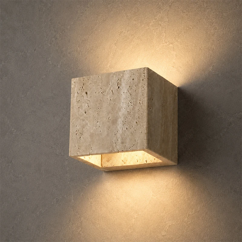 Natural Travertine LED Wall Lamp Modern Square Wabi Sabi Up Down Wall Sconce IP65 Waterproof 6W Indoor Outdoor Home Decor 220V