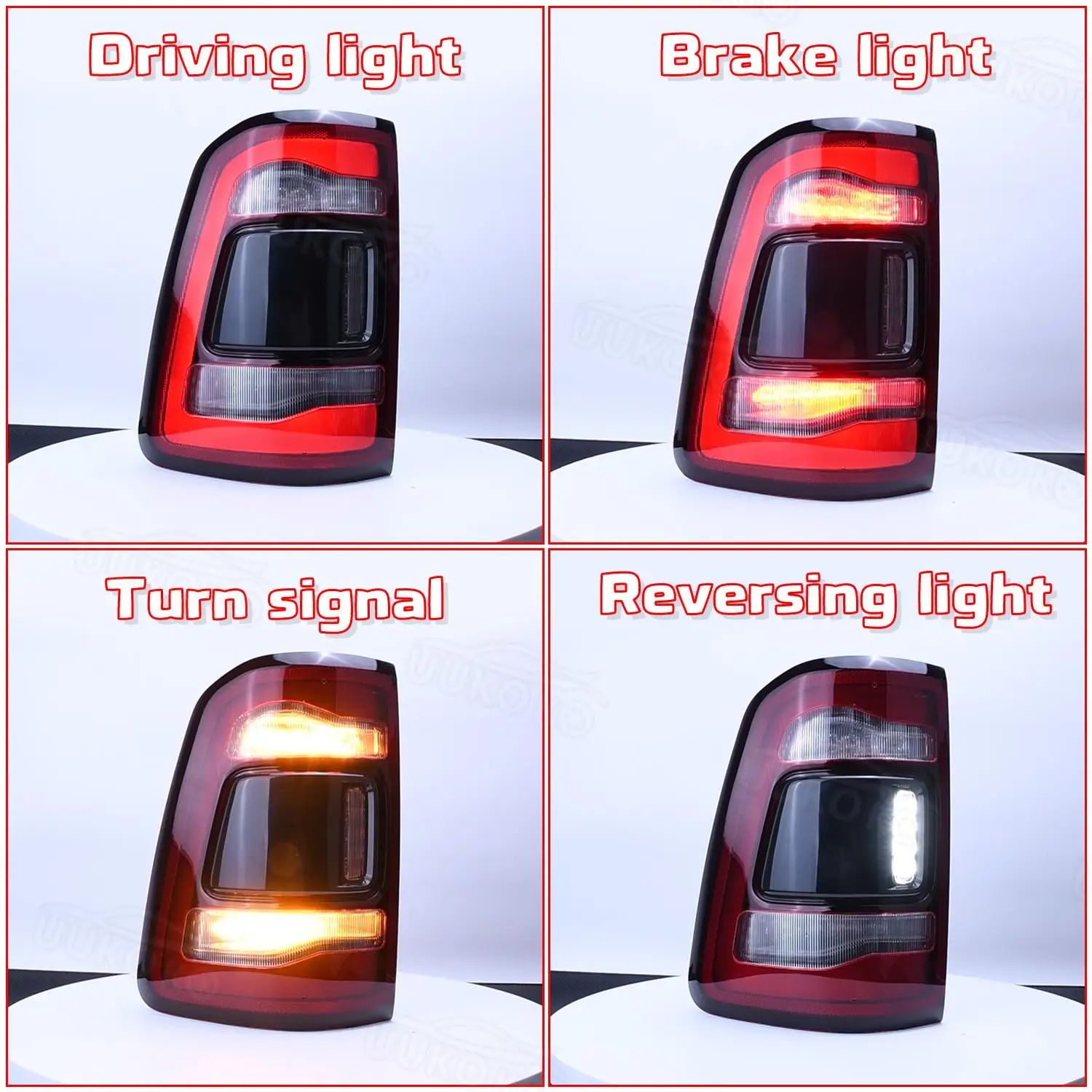55112992AC/55112993AC  For Dodge Ram 1500 2019-2022 LED Tail Lamp Without Blind Spot Turn Signal Driving Brake Reverse Lamp Pair