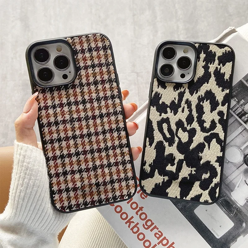 

Suitable for iPhone 15promax Phone Case Leopard Print 15plus Retro 14 Bird Grid Pattern 13 All Inclusive 12 11 Protective Cover