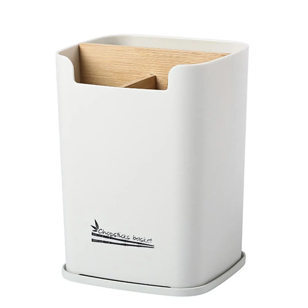 

Bamboo Kitchen Utensil Holder Chopsticks Container PP Large Capacity Countertop Organizer Suitable Home Hotel Restaurant