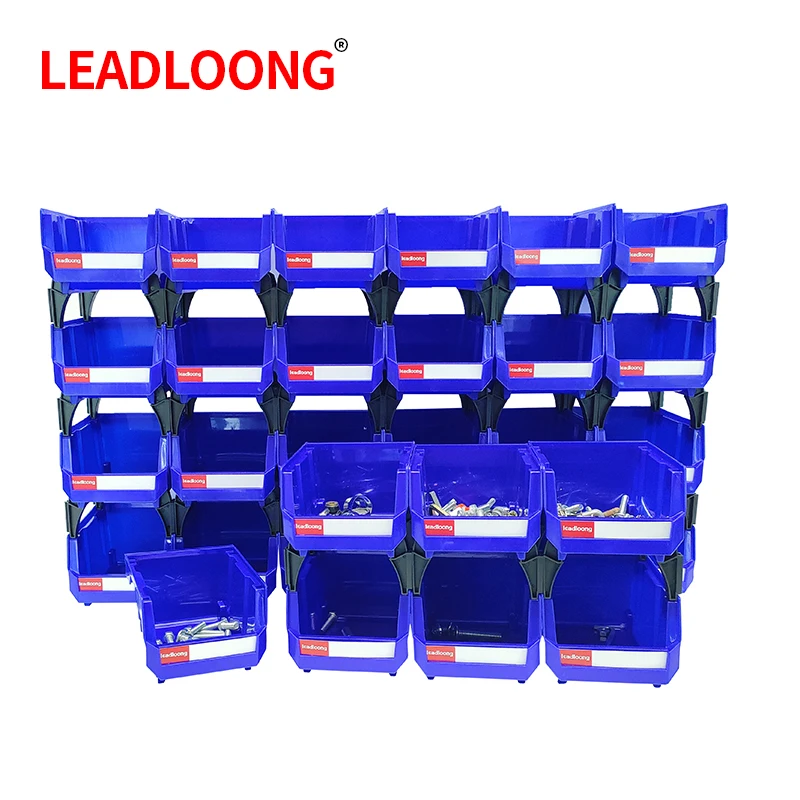 LEADLOONG V1 Storage Bin 6/24pcs 13.5x10.5x7.6cm/5x4*3inch Freestanding Tiered Shelf for Garage Hanging Stacking Container