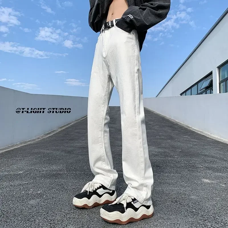 Autumn Baggy Jeans Men's Fashion Casual Straight Jeans Streetwear Hip Hop Solid Loose Denim Pants Pocket Flare Trousers F14