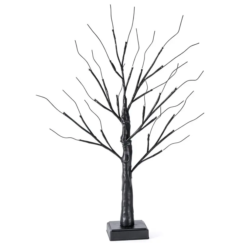[NEWA76K!】 1Pc 24 LED Lighted Halloween Artificial Birch Tree Light DIY Black Branches Lights Tabletop Halloween Spooky