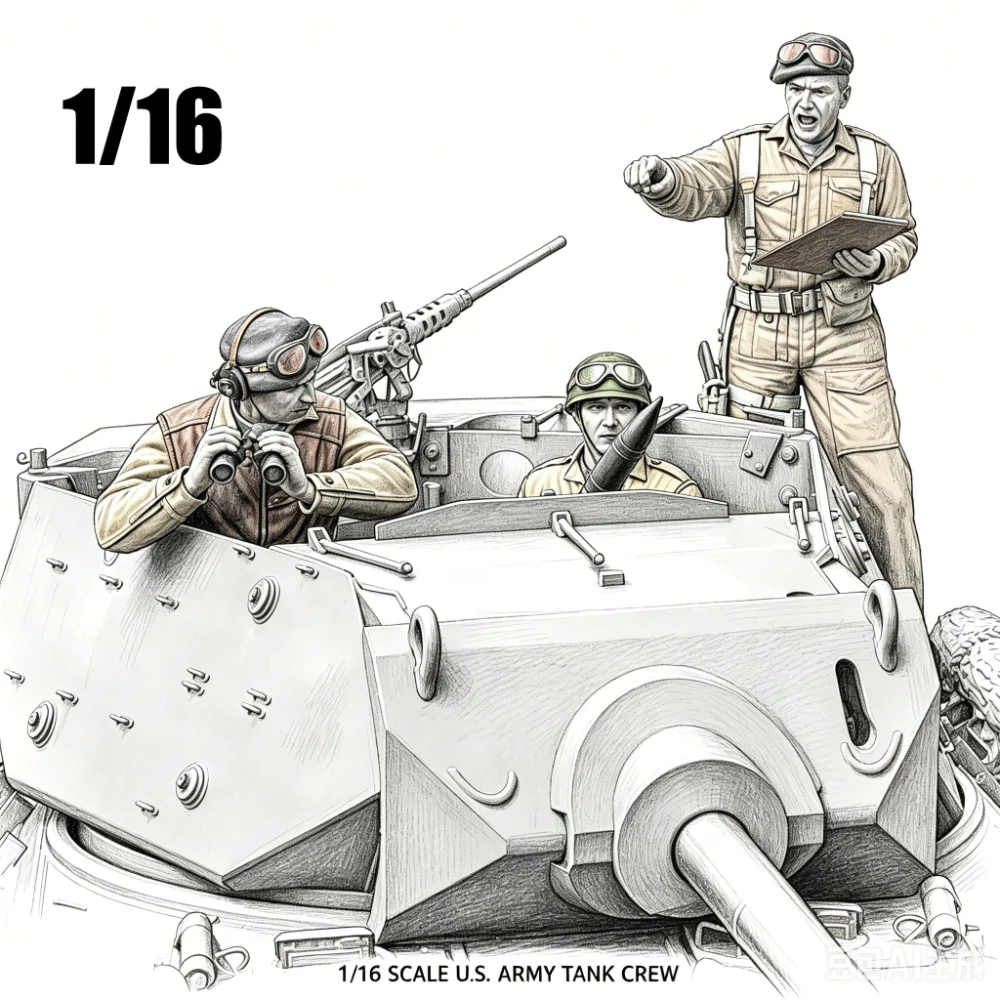1/16 US Tank Crew 3 Soldiers Resin GK Model Kit Unpainted Unassembled DIY  Military Miniature Diorama Accessory