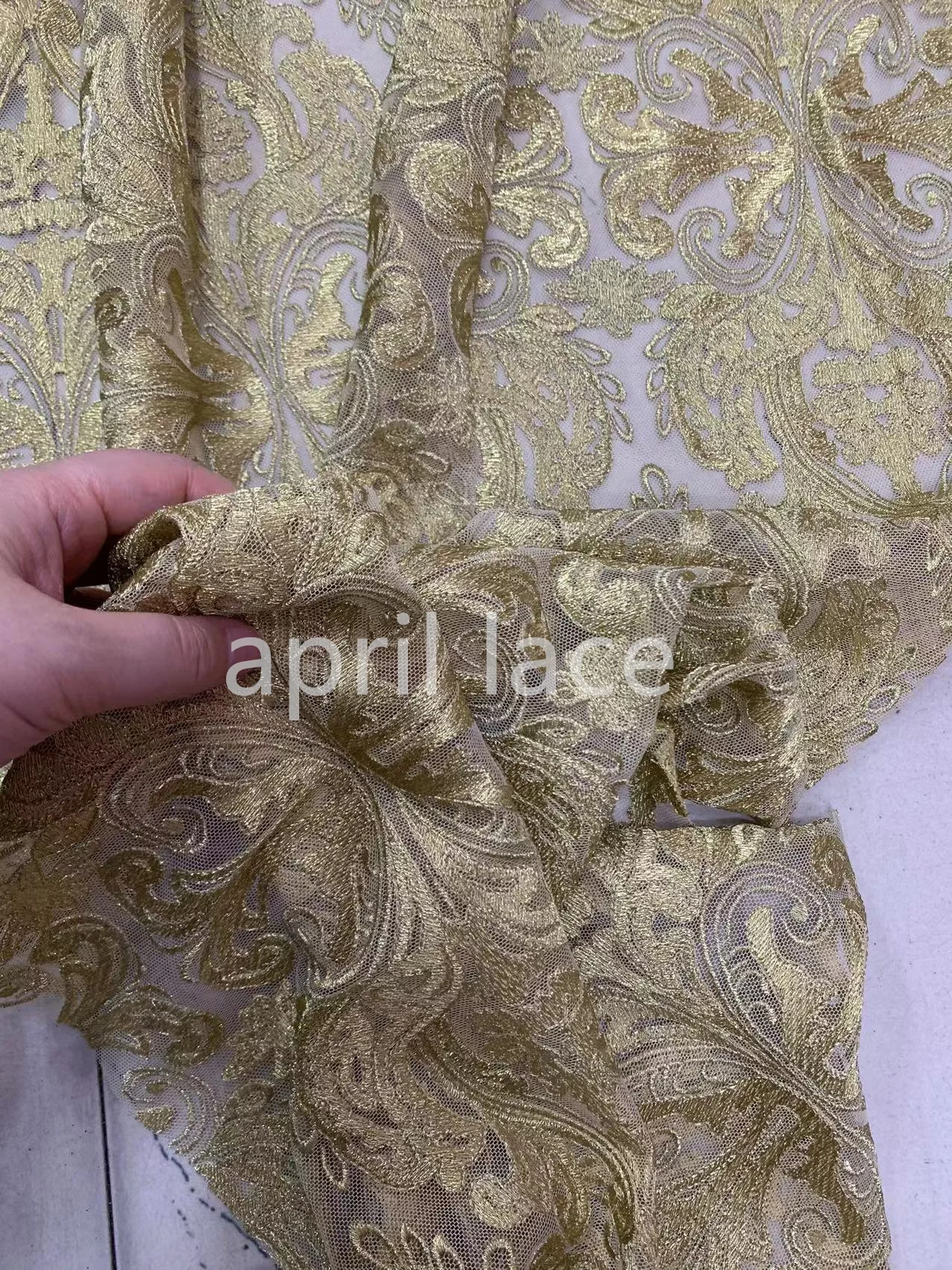 London Lady LZZ01  Golden Yarn 2023 April 5Yards For Sawing Bridal Wedding Haute Couture Lace  Fabric/Fashion Show