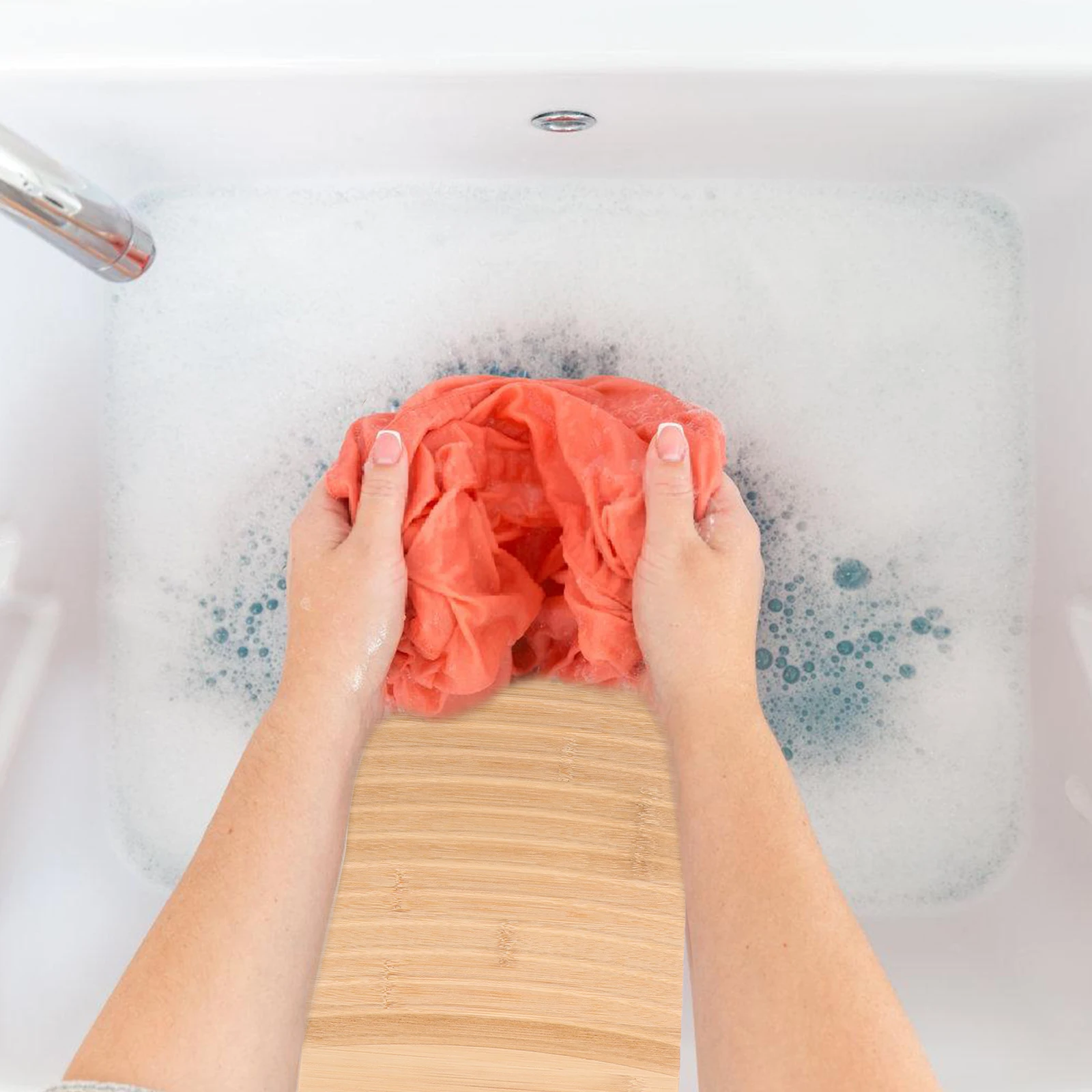 

Bamboo Washboard Hand Wash Board Ergonomic Design Handheld Laundry Board for Home Clothes Washing Tool