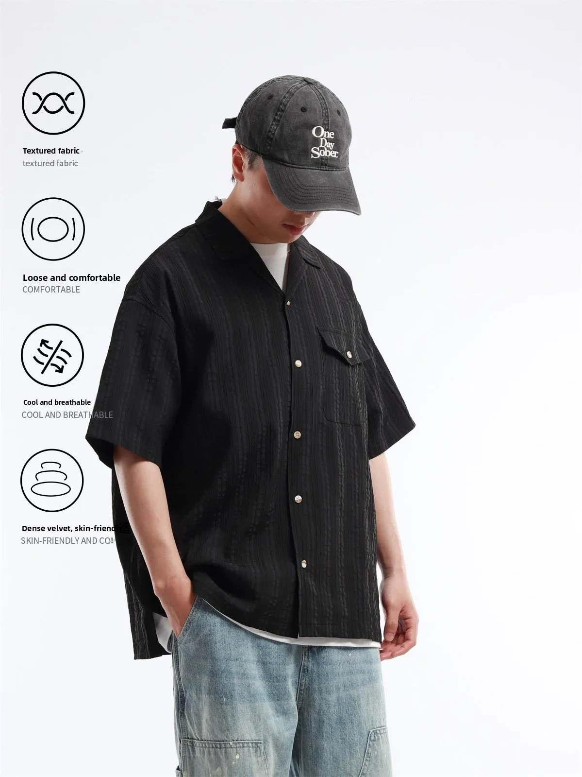 Summer 2026 Loose Casual Pure Color Shirt Cleanfit Short Sleeve Turn-down Collar Open Cardigan Style Polyester Fabric Unisex