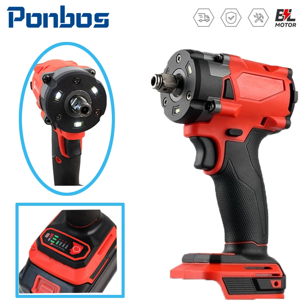 

Ponbos 21V Brushless Portable 4-speed Adjustable Electric Wrench Car Truck Repair Screwdriver For Makita Battery