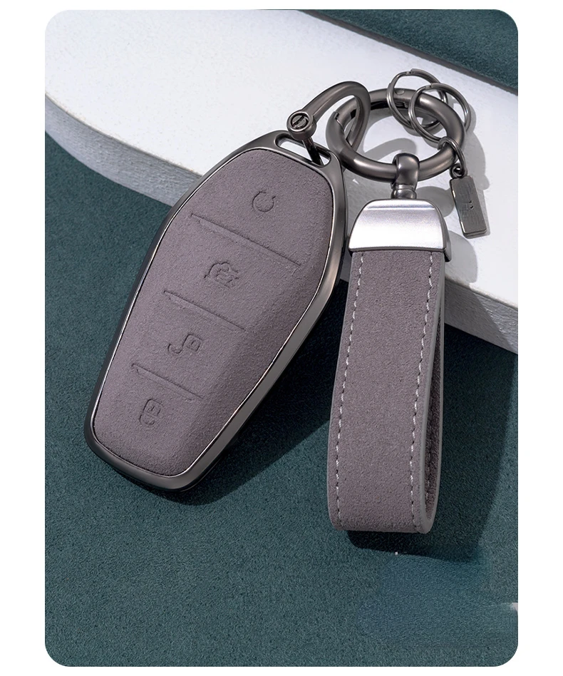 Suitable For BYD Han Tang Song ATTO3 SEAL DOLPHIN E2 CHAZOR05 Granvia  Zinc Alloy + Suede Car Remote Key Case Cover