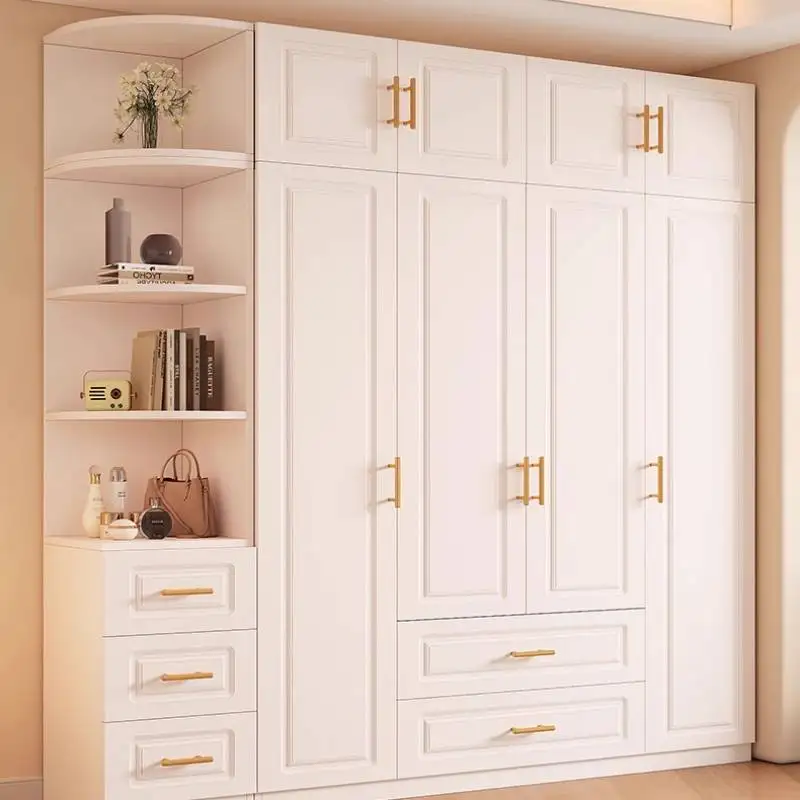 Handles Doors Wardrobe Luxury Partition Simple Wooden Drawers Wardrobe Storage Cabinets Corner Mueble Organizador Furniture