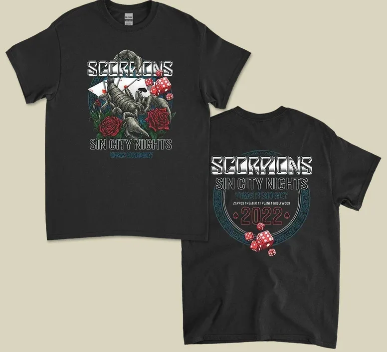 VTG Graphic Rose Scorpions Sin City Nights 2022 Tour Gift For Fan Unisex Tee