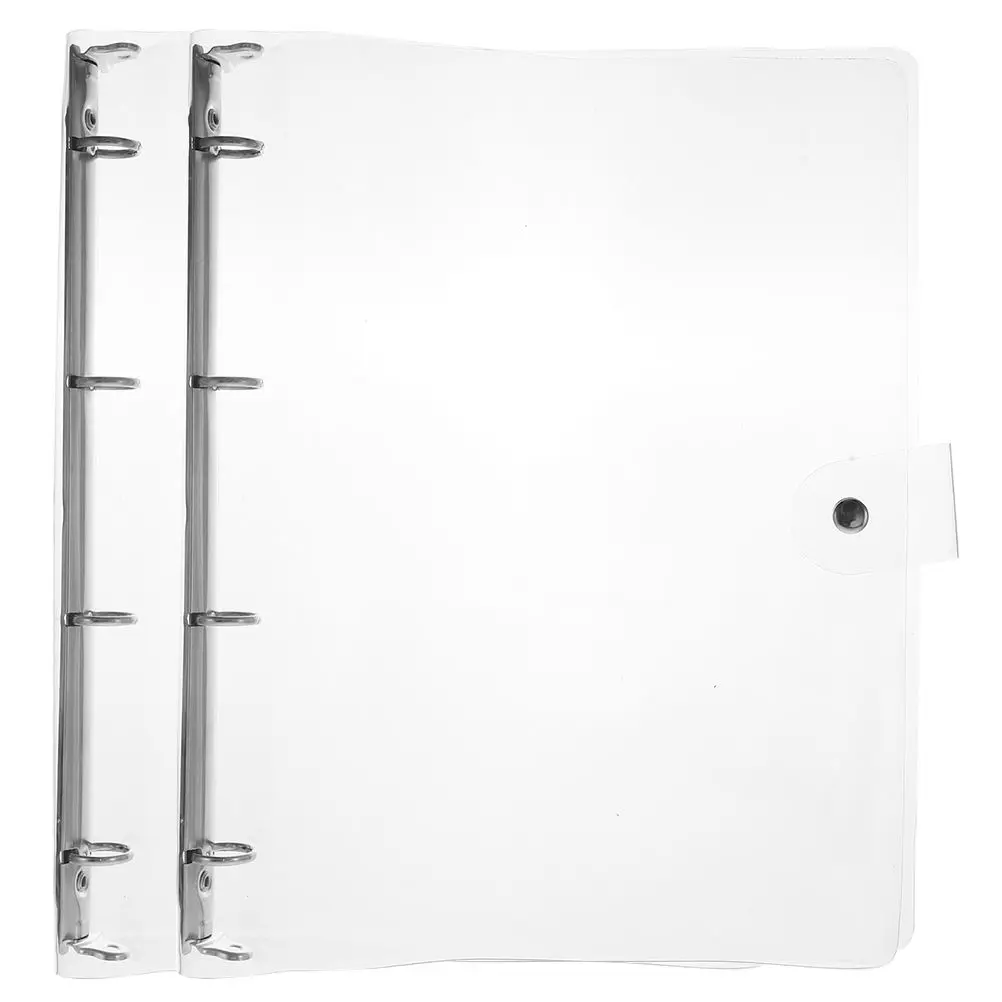 2PCS Transparent Binder Covers A4 Size Notebook Shells 4 Ring Binders School Office Supplies Plastic Dust Proof Study