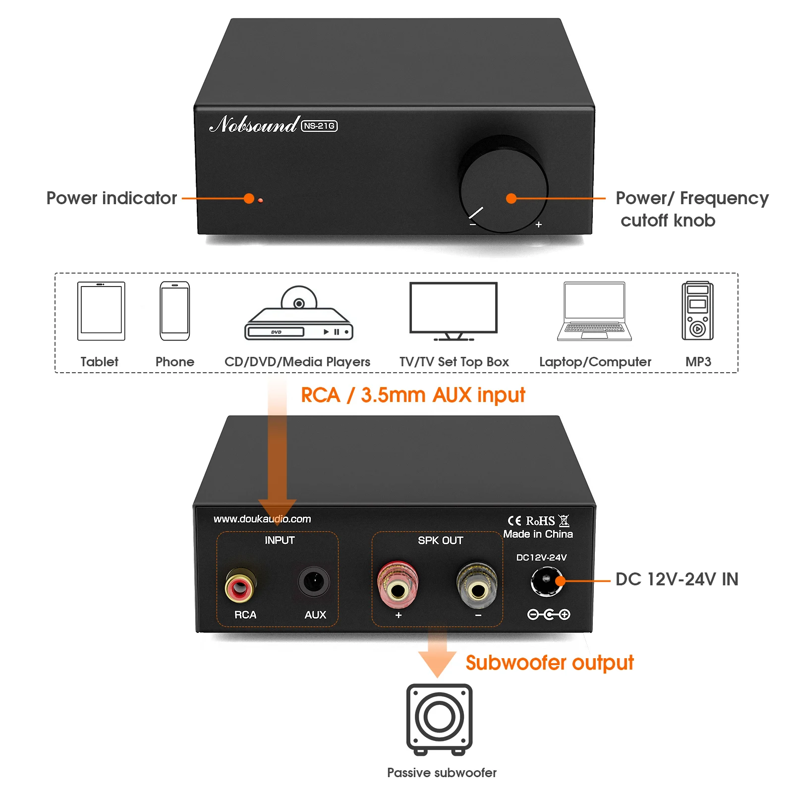 Nobsound NS-21G Mini 100W مضخم الصوت الرقمي أحادي القناة الصوت أمبير سطح المكتب المنزلي أمبير