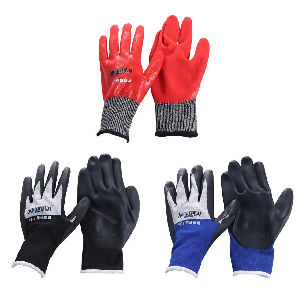 Withstanding Voltage 400V/500V Electrical Insulating Gloves Oil Proof Touch Screen Anti-Electricity Gloves Safety Nitrile