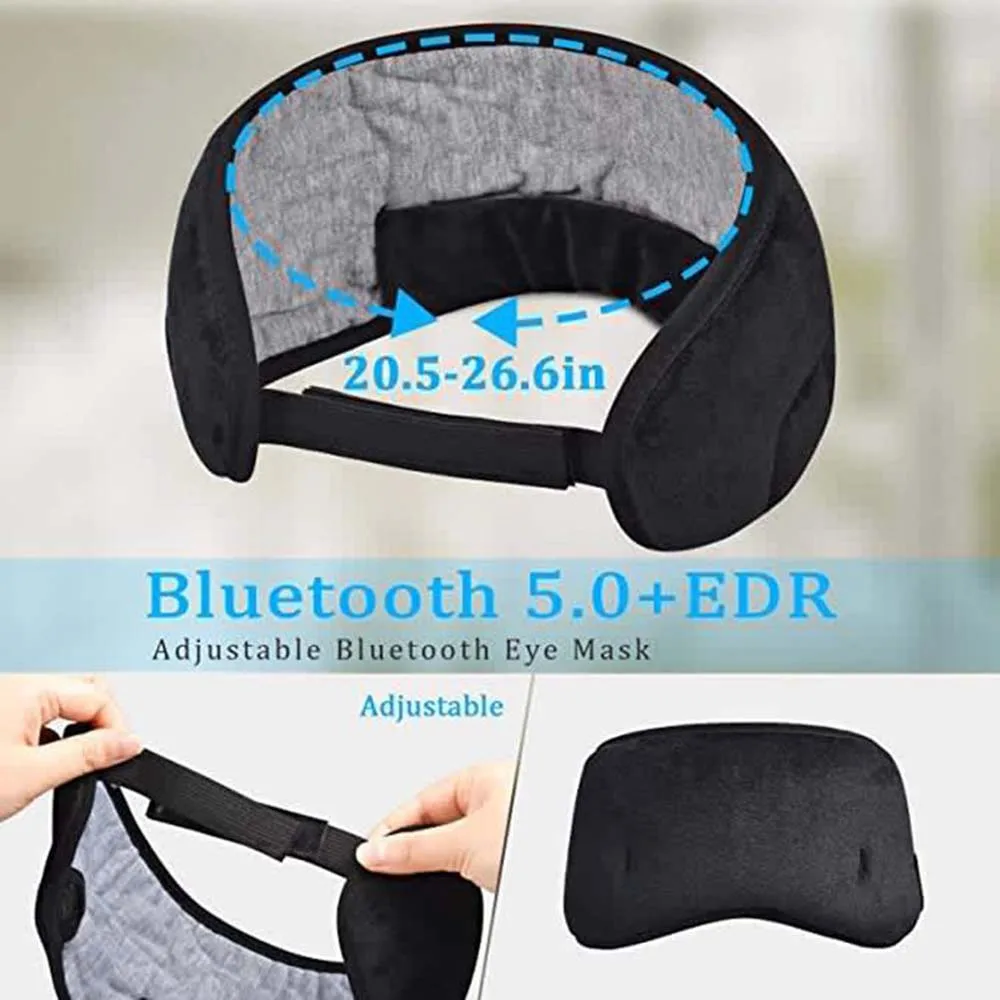 Masker Mata 5.0 kompatibel dengan Bluetooth nirkabel lembut Headset Stereo tidur penutup mata Subwoofer penutup mata tidur yang dipasang di kepala