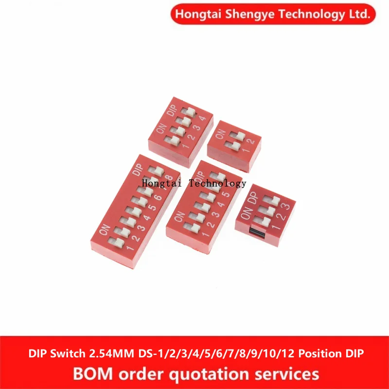 2.54MM Red DIP Switch DS- 1/2/3/4/5/6/7/8/9/10/12 Position DIP