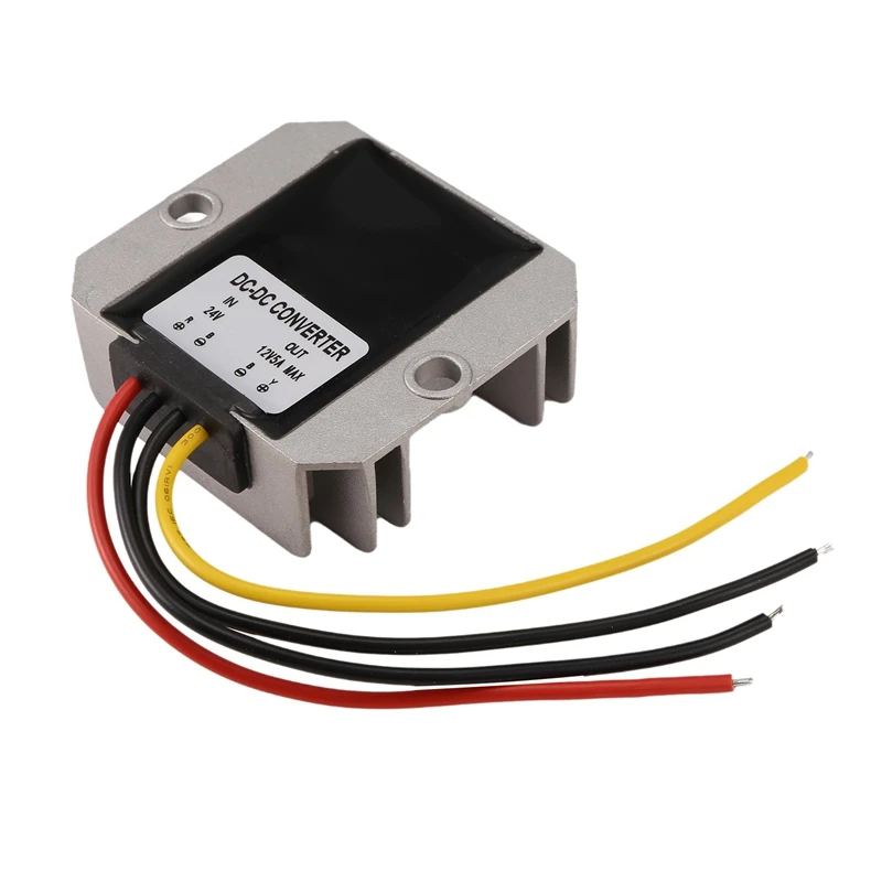 Convertidor ABDE-DC de 24V a 12V, convertidor reductor de voltaje 5A 60W, transformador reductor resistente al agua con carcasa de aluminio