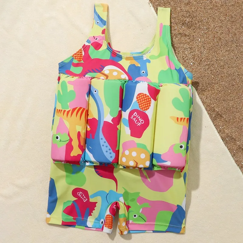 Buoyancy Cartoon Swimsuit Girl One Piece Suit Kid Boys Beach Romper Children Floating Swimwear 2024 Toddler Infant Swimming Vest