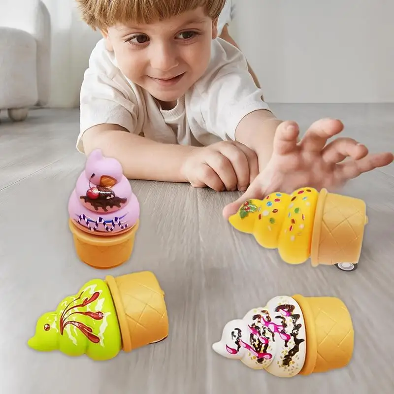 1PCS Ice Cream Truck Toy Cartoon Pull-Back Ice Cream Truck Car For Toddler Toy Ice Cream Truck Pretend Play Ice Cream Shape Fun