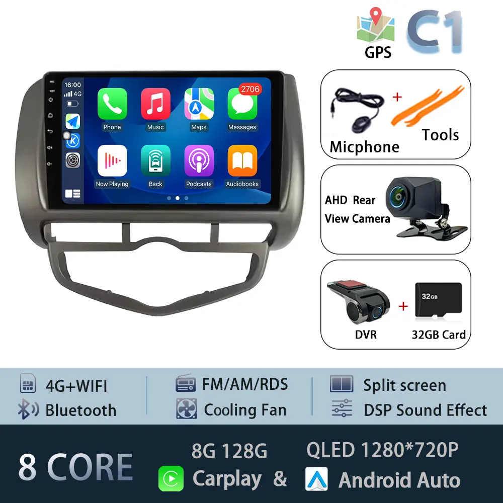Voor Honda Fit Jazz 2002-2008 LDH RDH Autoradio Audio Mulltmedia Speler Android Intelligent Systeem GPS Navi DPS 4G Carplay WiFi