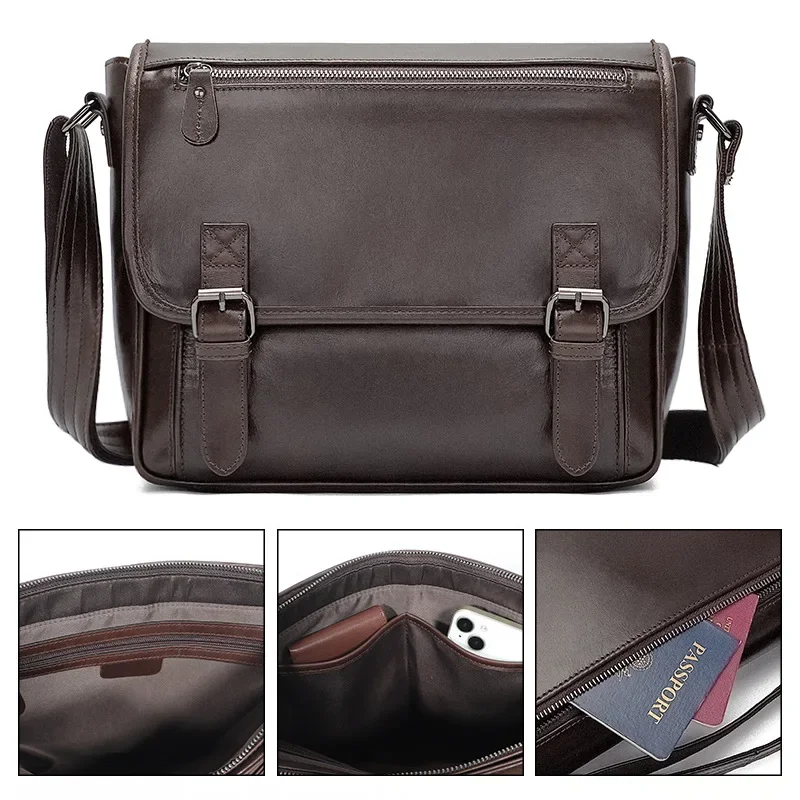 Men Genuine Leather Vintage Business Men's Travel Bags Tote Men Messenger Bags Briefcase 13 Inch Laptop Bag for Men LI-1764