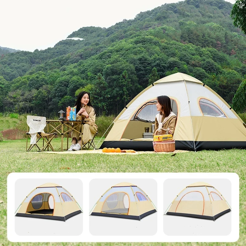 Outdoor 3-4 Automatic Fast Opening Camping Tent Family Picnic BBQ Shade Tent Hiking Person Waterproof Camping Tent