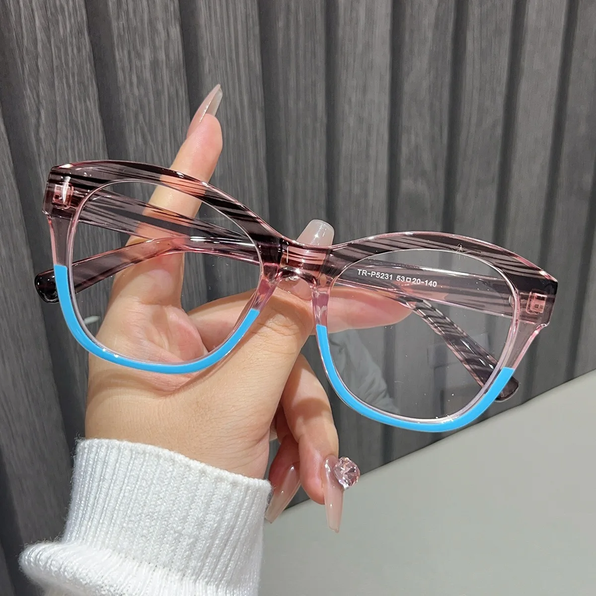 INS Women's Trendy Cat Eye Collision Color Anti Blue Light Reading Mirror TR90 High Quality Prescription Optical Mirror -175