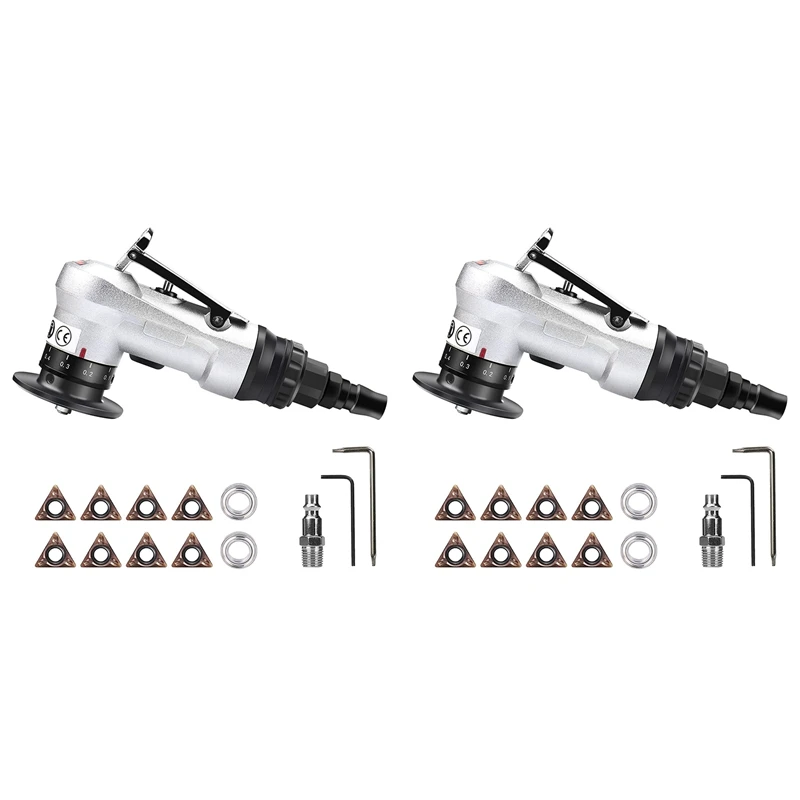 

2X Mini Pneumatic Chamfering Tool With Replace Blades Inserts And Bearings, 45 Degree Air Chamfer Deburring Tool