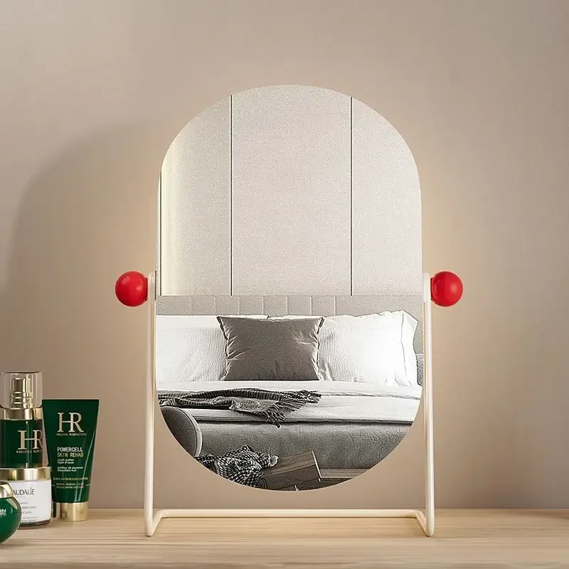 Modern Minimalist Stainless Steel Oval Makeup Mirror Light Luxury Korean Desktop Iron Metal Style Decorative Mirrors